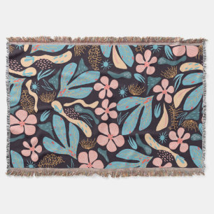 Couverture Coral Blue Floral Dark Print