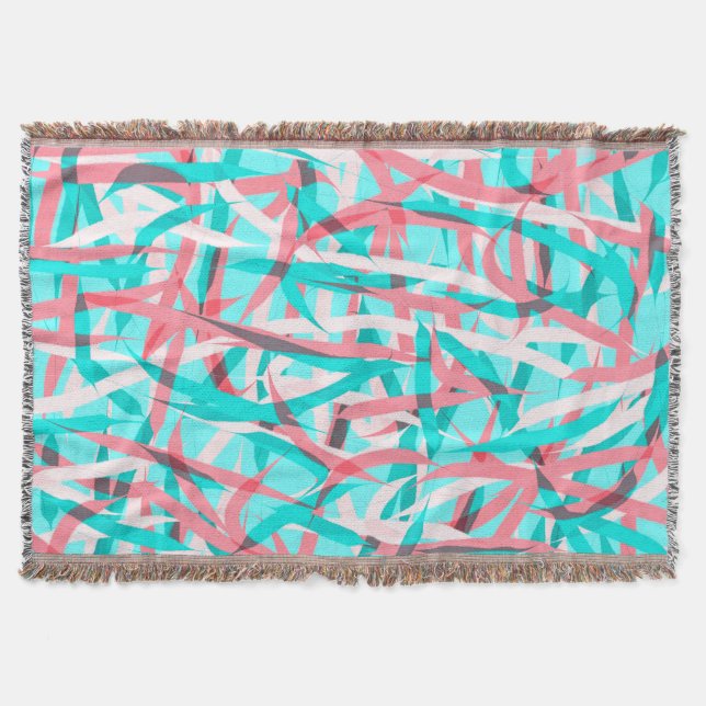 Couverture Coral rose Aqua Bleu Abstrait Artsy Motif (Devant)