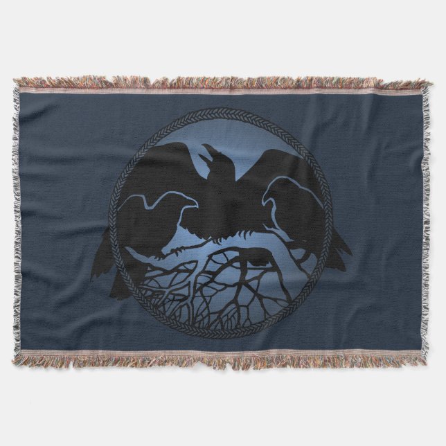 Couverture Corbeau Blanche Oiseau Esprit Animaux Jeter des co (Devant)