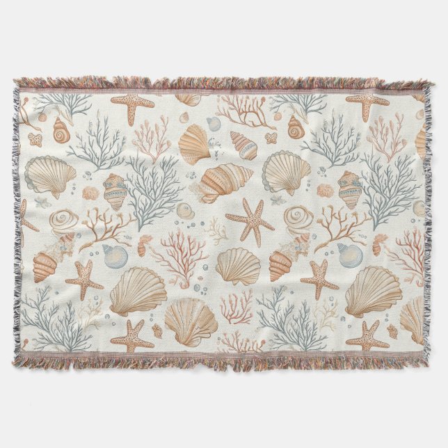 Couverture Côtière rustique - Coquillages, Starfish, Reef (32 (Devant)