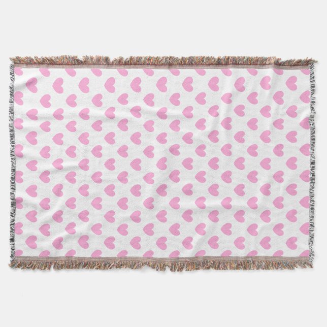 Couverture Coton Candy Pink coeurs sur blanc (Devant)