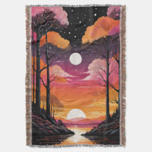 Coucher de soleil de forêt enchanté