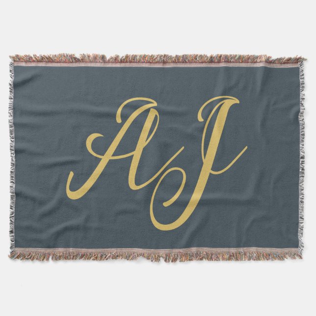 Couverture Couleur Or Charbon Monogramme Initial Professionne (Devant)