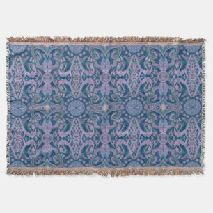 Couverture Courbes & Lotus, lavande motif abstraite et bleu