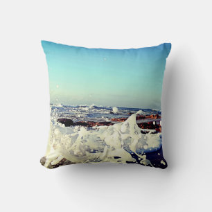 Couverture coussin bleu océan