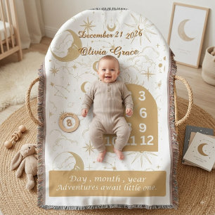 Couverture Coussin de jalon de bébé céleste personnalisé Bohè