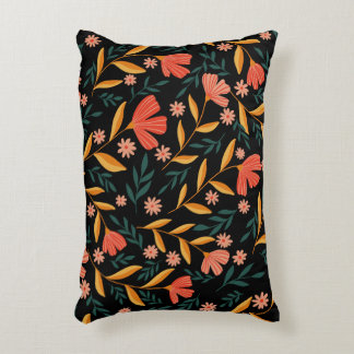 Couverture Coussin noir en fleurs botaniques