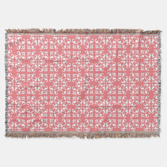 Couverture Coutwork en dentelle - blanc sur azalea rose (Devant)