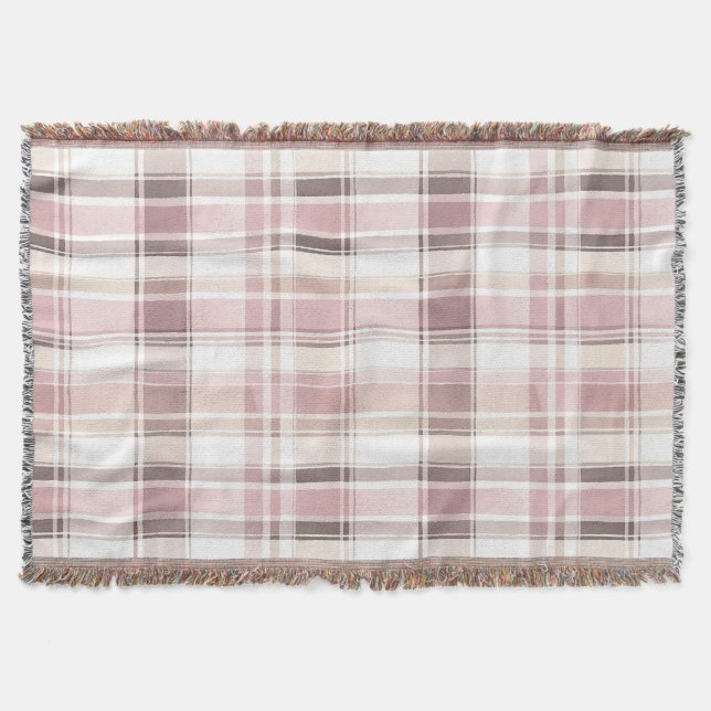 Couverture Crème Rose Blush Brown rayures Anniversaire (Devant)
