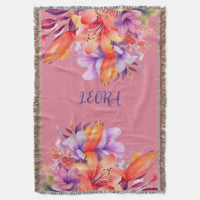 Couverture Custom Name Flower Cozy Fleece Throw (devant Vertical)