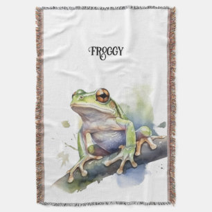 Couverture Cute Aquarelle Arbre Frog, personnalisé