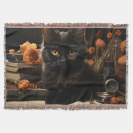 Couverture Cute Chat noir et Fleurs