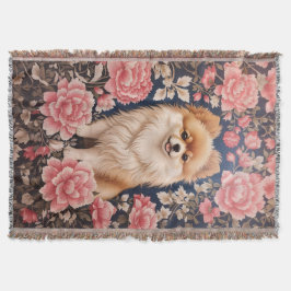 Couverture Cute Chien Poméranien Rose Floral