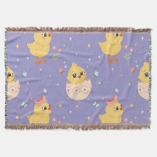Couverture Cute Easter Chick with Pink Bow Seamless Pattern  (Devant)