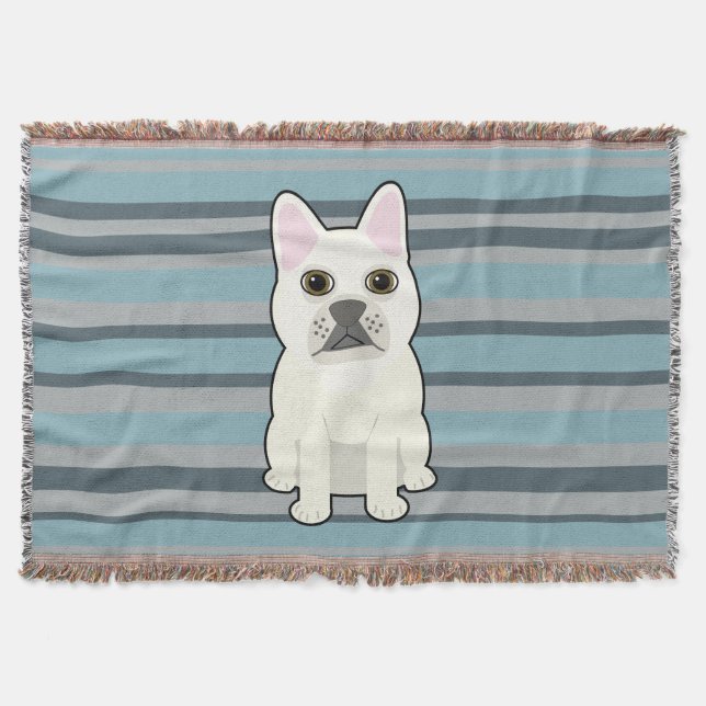 Couverture Cute French Bulldog Blue Striped (Devant)