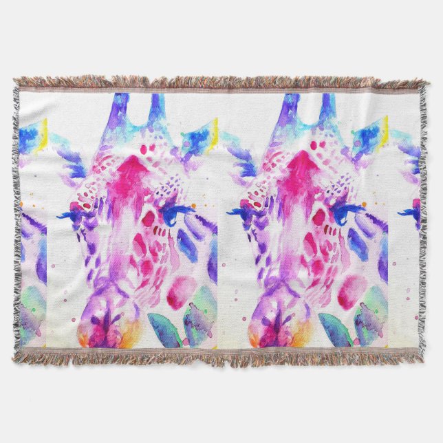 Couverture Cute Giraffe Zoo Animal Motif Aquarelle (Devant)
