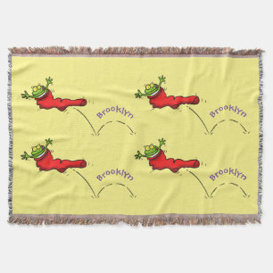 Couverture Cute grenouille dans une chaussette rouge saut de
