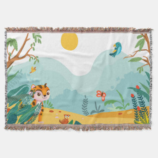Couverture 🦁 Cute Jungle Animal Kids Blanket 