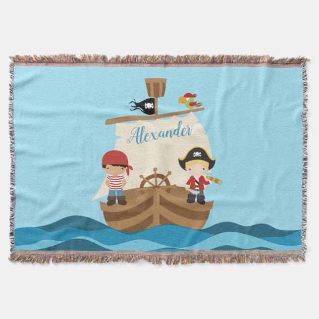 Couverture Cute Pirate Boys & A Big Ship Nom Personnalisé (Devant)