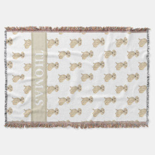 Couverture Dachshund crème lisse personnalisé