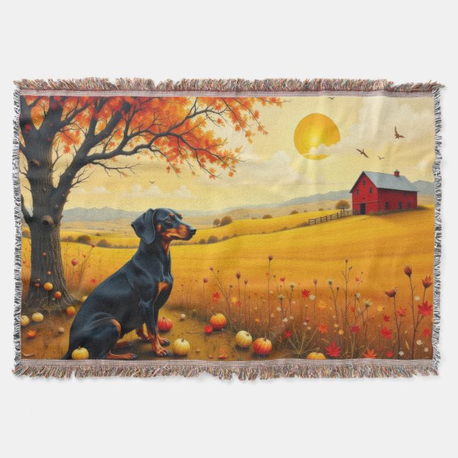 Couverture Dachshund on the farm at sunset (Devant)