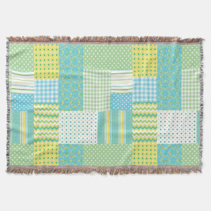 Couverture Daffodils Faux Patchwork Polkas Checks Florals