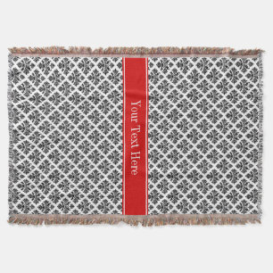 Couverture Damask noir Blanc #3 Red Name Monogram