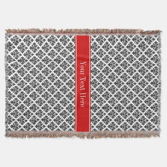 Couverture Damask noir Blanc #3 Red Name Monogram (Devant)
