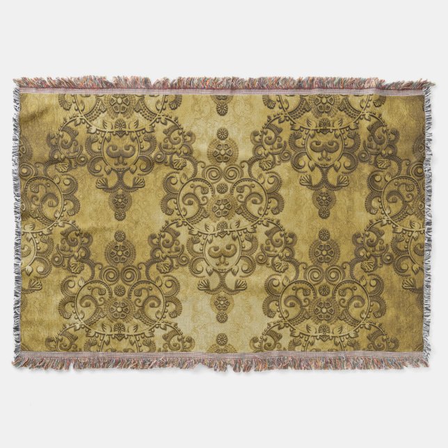 Couverture Damassé Distressed Rustique Or Jaune Foncé (Devant)