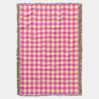 Couverture Damier Gingham Rose Clair et Jaune
