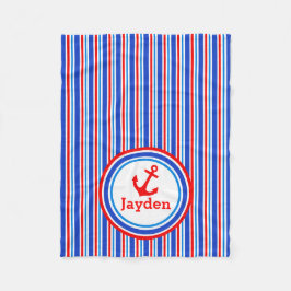 Couverture d'ancrage de nom rayé bleu, rouge et bl