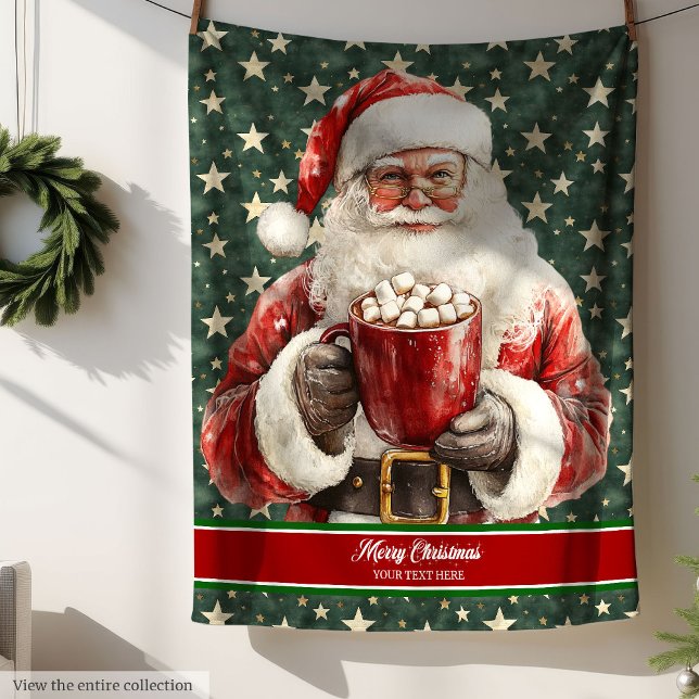 Couverture d'aquarelle du Père Noël personnalisée (Santa Claus Watercolor Blanket Personalized)