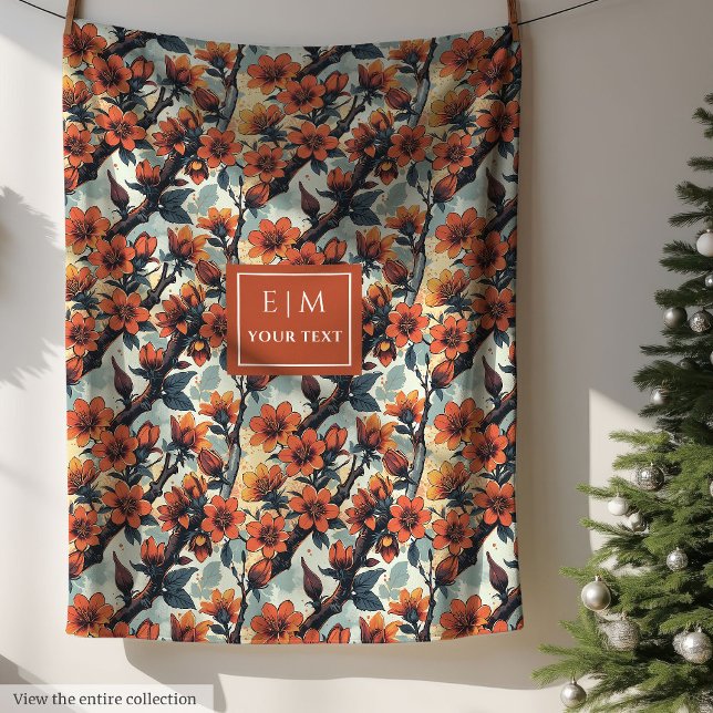 Couverture d'aquarelle moderne en sauge et cuivre (Modern watercolor blanket in sage and copper)