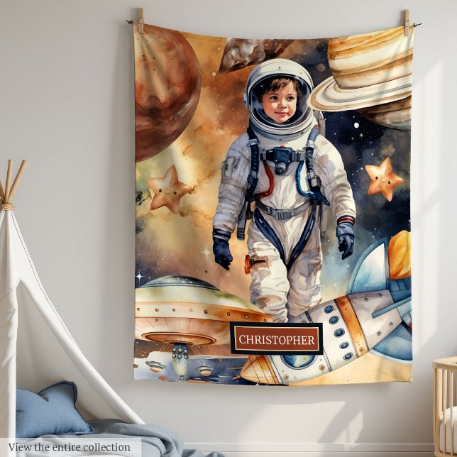 Couverture d'astronaute personnalisée pour l'amour (Personalized Astronaut Blanket for Space Loving Boy

)