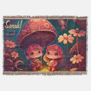 Couverture De beaux elfes mignons jouent sous les champignons