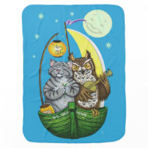 Couverture de bébé de hibou et de minou