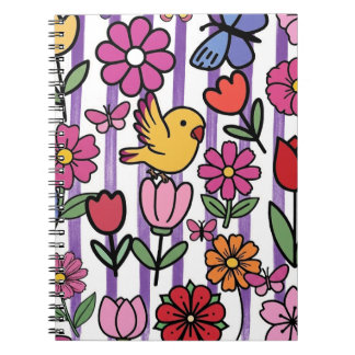 Couverture de cahier de jardin floral fantaisiste