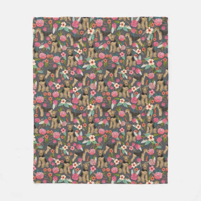 Couverture de chien floral Airedale Terrier (Devant)