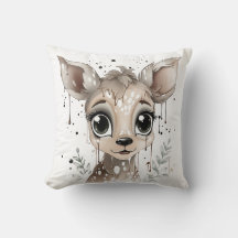Couverture de coussin blanc "Enchanted Fawn"