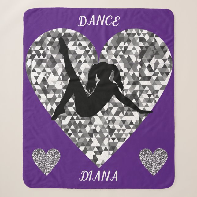 Couverture de danse violette avec coeur argenté br (Devant)