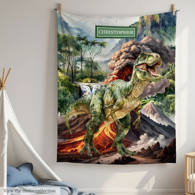 Couverture de dinosaure préhistorique personnalisé (Personalized Prehistoric Dinosaur Blanket Custom Name)