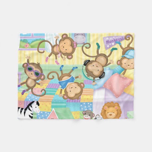 Couverture de flanelle de cinq petite singes (Devant (Horizontal))