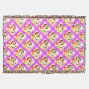 couverture de jet de palmiers brodée par rose