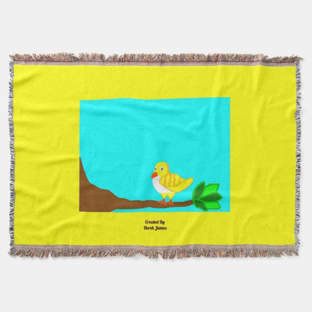 Couverture de jet d'oiseau de jaune bonjour (Devant)