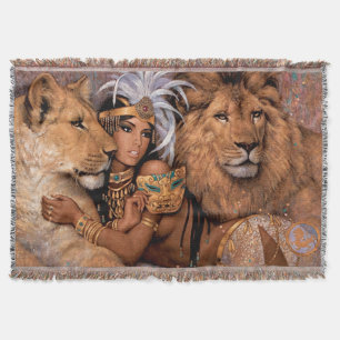 Couverture de jet égyptienne déesse lionne