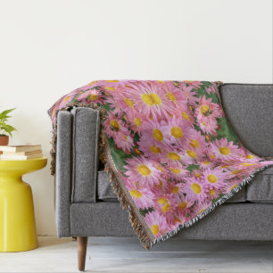 Couverture De Jolies Marguerites Roses Et Bumble Bee Abstrait