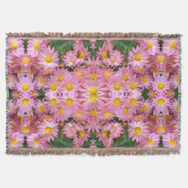 Couverture De Jolies Marguerites Roses Et Bumble Bee Abstrait (Devant)