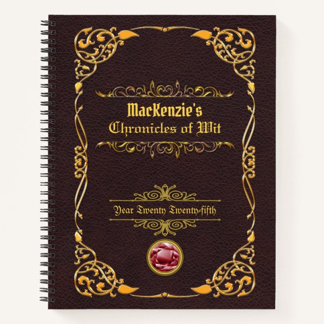 Couverture de livre classique Ornament or en cuir  (Devant)