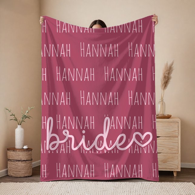 Couverture de mariage personnalisée pour la mariée (Personalized Bridal Party Throw Blanket Gift for Bride, Custom Name Wedding Blanket Gift for Bride)