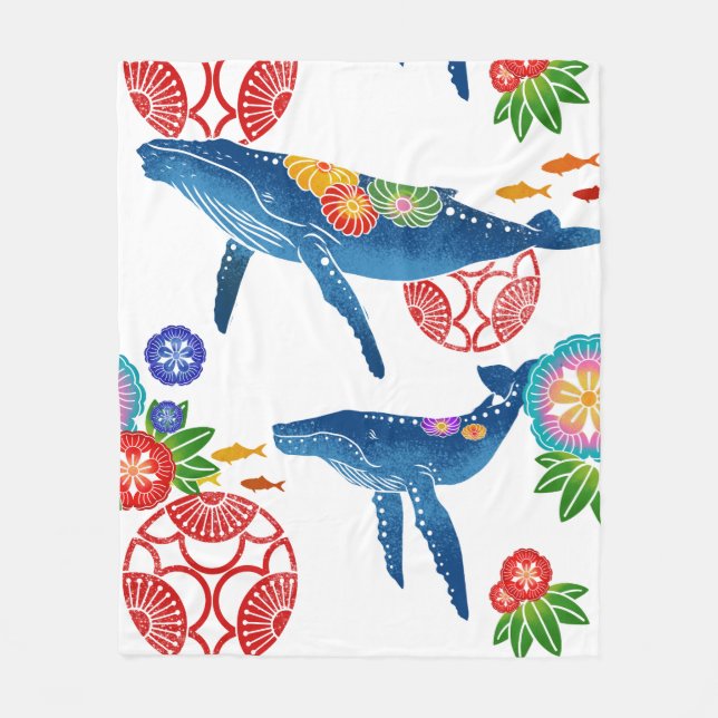 Couverture de motif de baleine de style de bingata (Devant)